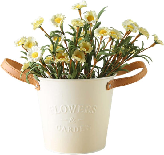 Decorative Plant Pots with Leather Handles - Flower Pots for the Home and Garden
