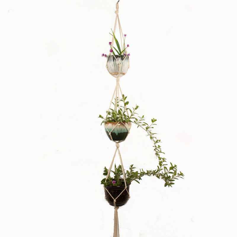 Macramé Plant Hanger Made From Cotton Rope - Stylish Suspension for Pots