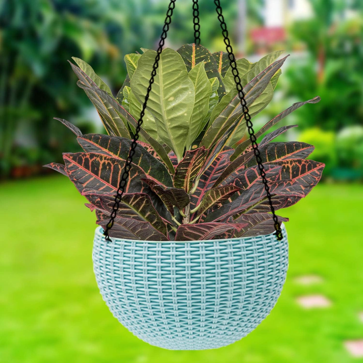 Woven Hanging Basket for Plants with Chain - Ideal for Balcony and Garden