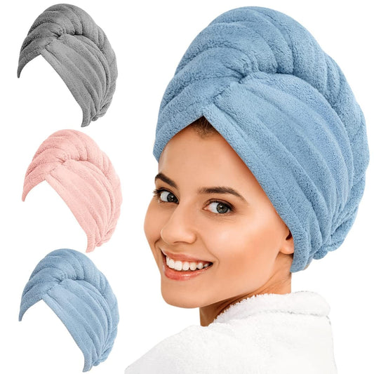 Microfiber Hair Towel Set | 3-Pack for Quick Drying