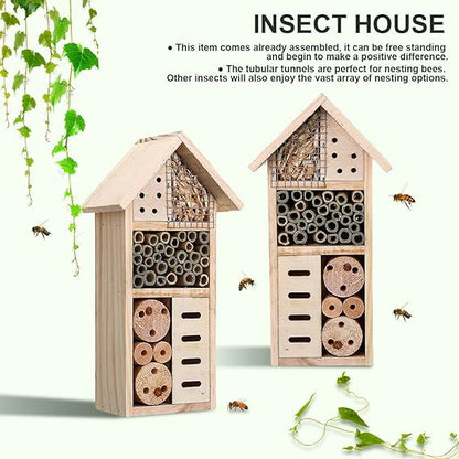 Wooden Insect House - Bee and Insect - Friendly Habitat for the Garden and Patio