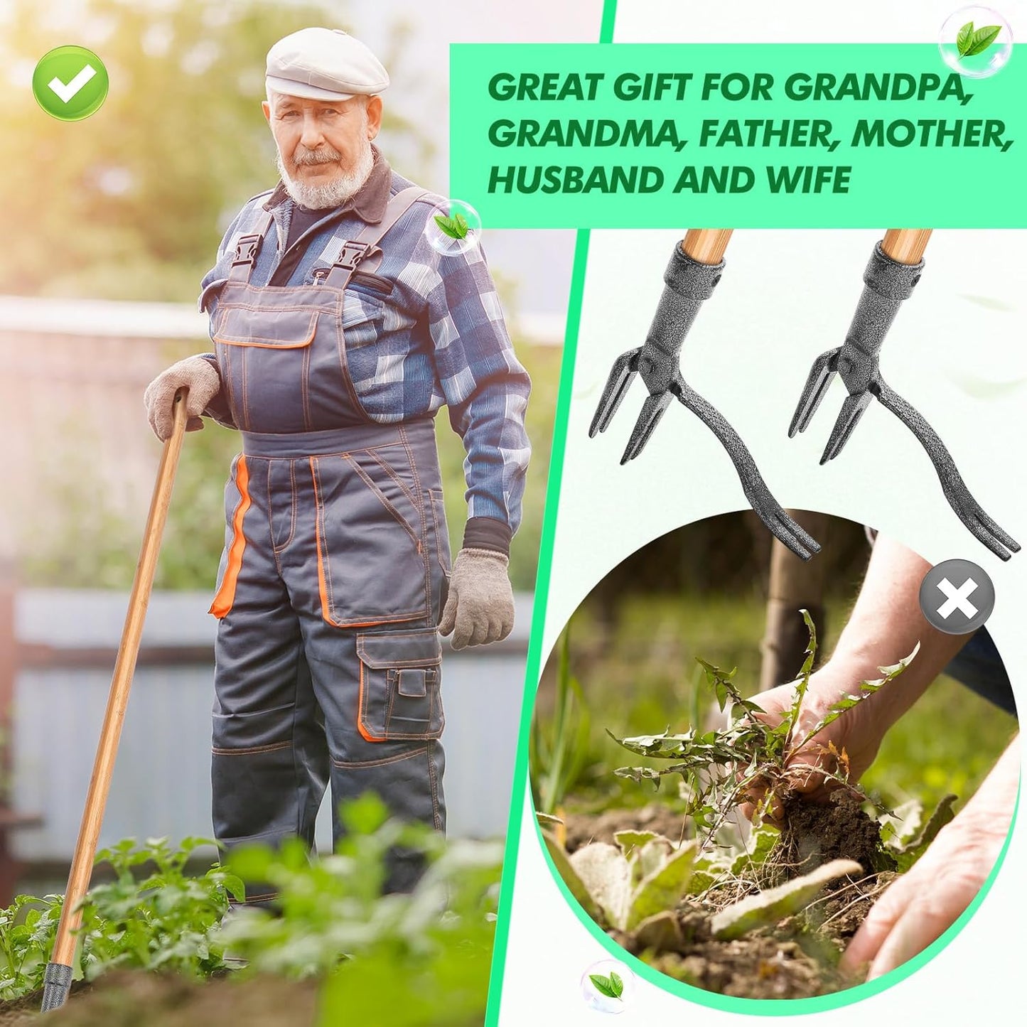 Weed Puller with 4 - Claw Head - Effective Iron Garden Tool for Root Removal
