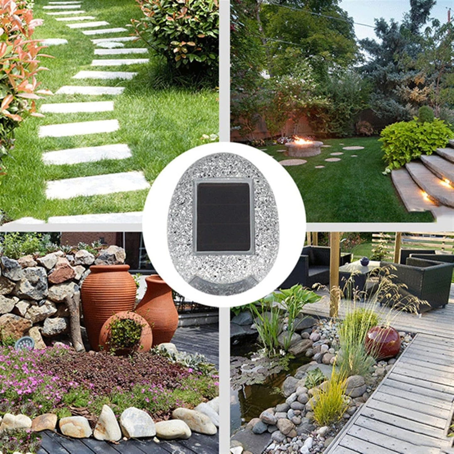 Solar Led Stone Light For Gardens And Paths - Weatherproof Path Lighting In Natural Stone Design