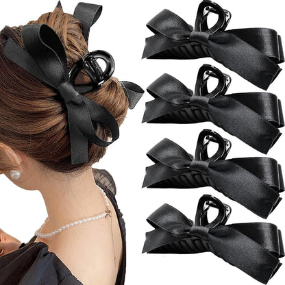 Large Hair Clips With Satin Bows