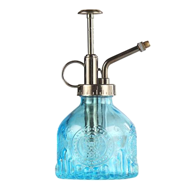 Embossed Glass Bottle with Metal Nozzle - Plant Sprayer for Watering Flowers in a Vintage Design