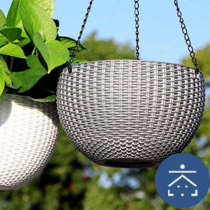 Woven Hanging Basket for Plants with Chain - Ideal for Balcony and Garden