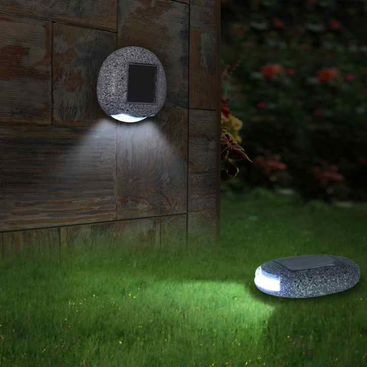 Solar Led Stone Light For Gardens And Paths - Weatherproof Path Lighting In Natural Stone Design
