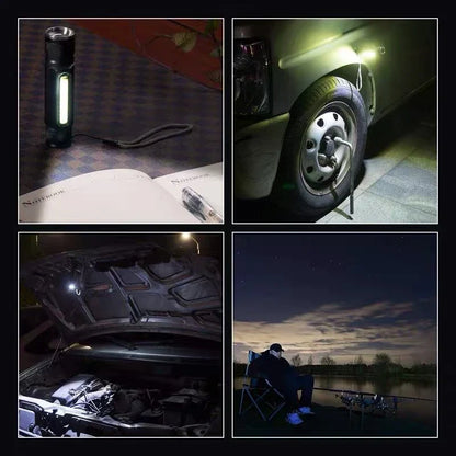 USB Rechargeable Magnetic Flashlight - LED Emergency Light With Magnet And Carrying Strap