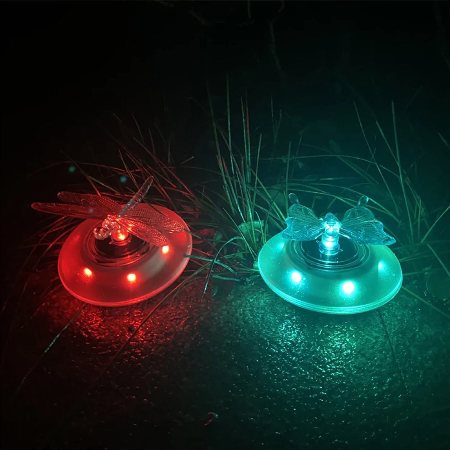 Solar - Powered Pond Decoration Butterfly and Dragonfly - Colour - Changing Led Lights for Garden and Pond