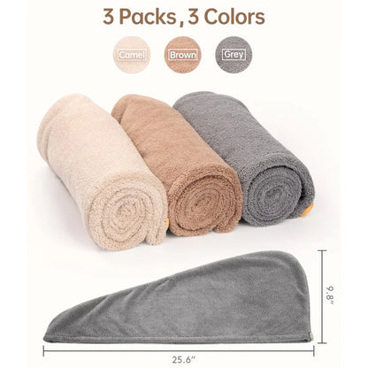 Microfiber Hair Towel Set | 3-Pack for Quick Drying
