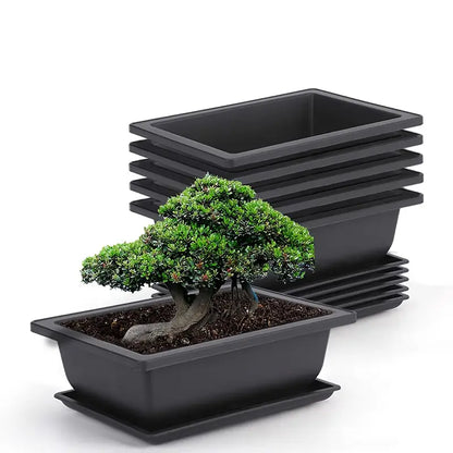 Plant Pot with Saucer - Rectangular Flower Pot for Garden and Balcony