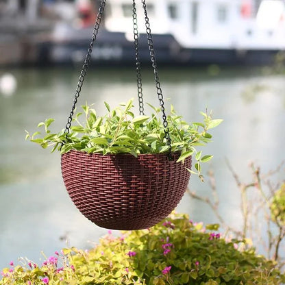 Woven Hanging Basket for Plants with Chain - Ideal for Balcony and Garden