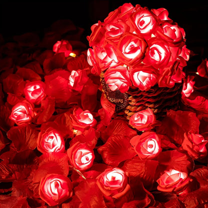 Led Rose Fairy Lights with Warm White Light - Romantic Decoration for Interiors and Events