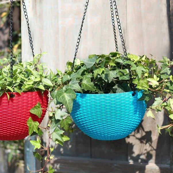 Woven Hanging Basket for Plants with Chain - Ideal for Balcony and Garden