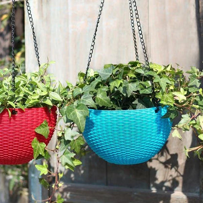 Woven Hanging Basket for Plants with Chain - Ideal for Balcony and Garden