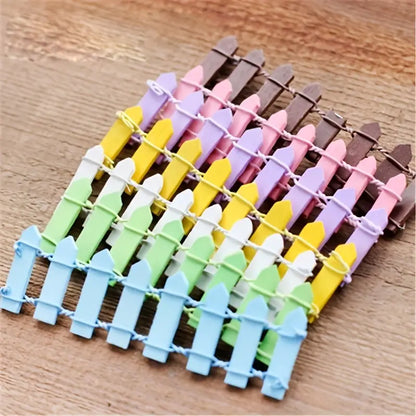 Miniature Wooden Garden Fence - Colourful Decoration for Fairy Gardens and Model Making