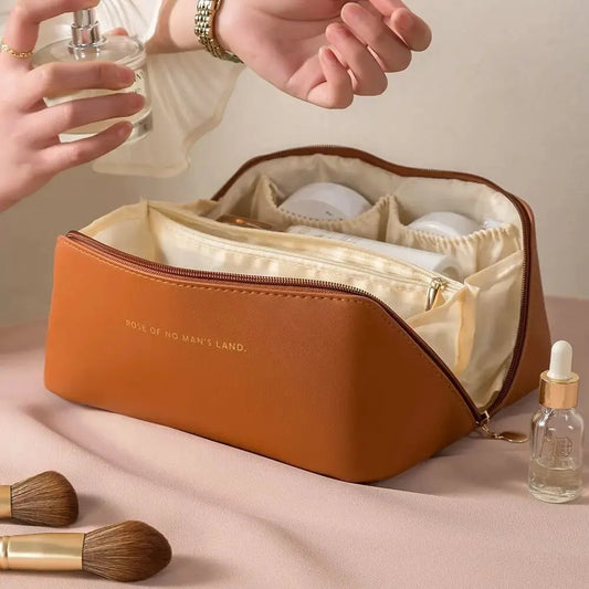 Travel-friendly Make-up Organizer With Zipper - Elegant Cosmetic Bag