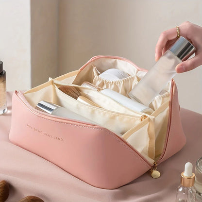 Travel-friendly Make-up Organizer With Zipper - Elegant Cosmetic Bag