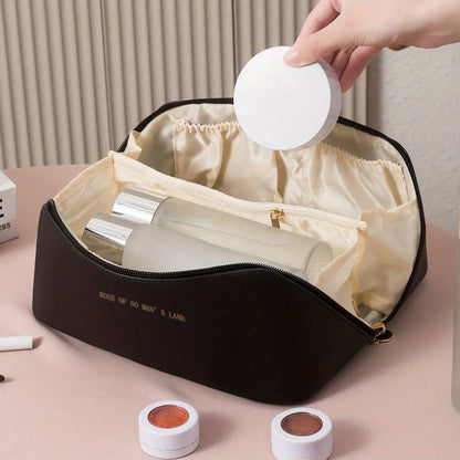 Travel-friendly Make-up Organizer With Zipper - Elegant Cosmetic Bag