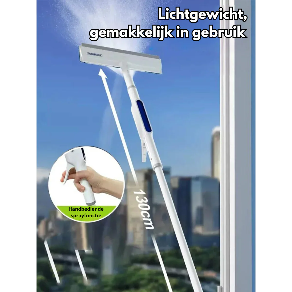 Functional 3 - In-1 Window Wiper with Spray and Wipe Function