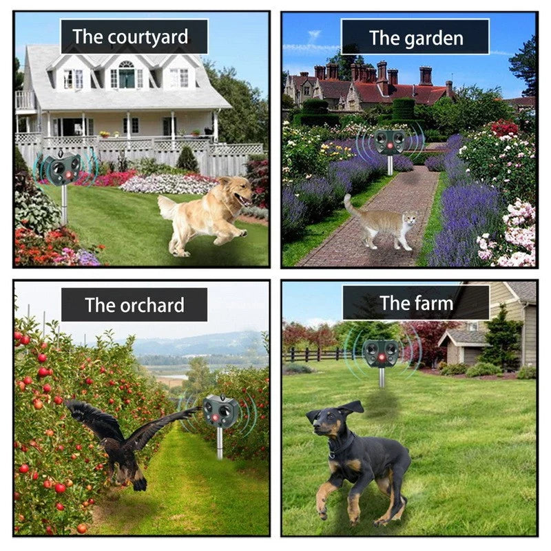 Effective Pest Repellent - Solar Ultrasonic Animal Repellent for Garden