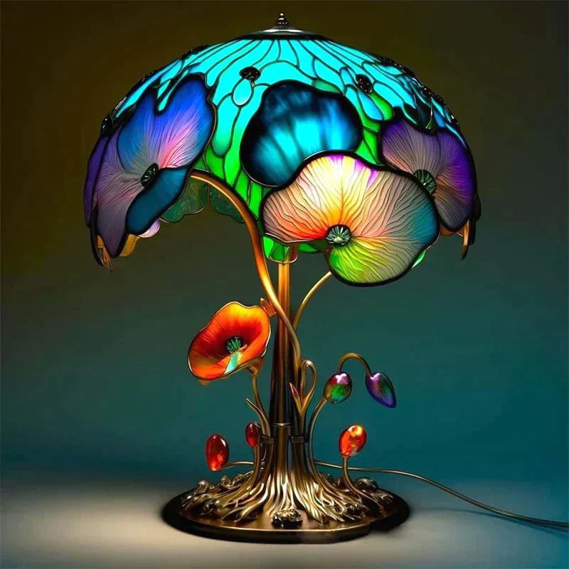 Charming Table Lamp With Stained Glass